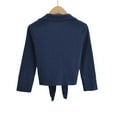 thumbnail image 4 of XIAOCHA Womens Cropped Blouse Three Quarter Sleeve Button Up Chest Pocket Top Lightweight Comfy Casual Tees, 4 of 9