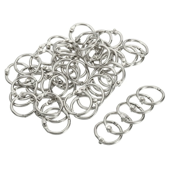 Uxcell 0.79" Dia Detachable Binder Rings Index Snap Metal Clips, Silver Tone 50 Pack
