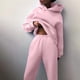 thumbnail image 4 of ICHUANYI Clearance Women Casual Solid Color Two Piece Long Pants Hooded Pullover Long Sleeve Sweatshirts Sets(Purple, M) ICHUANYI WER2023081107986, 4 of 9
