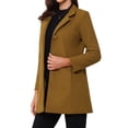 thumbnail image 4 of Abrigo de mujer INSPIRE CHIC de longitud media, con cuello alto, de un solo botón, abrigo de invierno, color marrón, talla S, 4 of 6