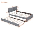 thumbnail image 3 of Teddy Fleece Upholstered Platform Bed with Trundle and LED Light, Wooden Bed Frame with Stripe Headboard, Smarter LED Bed Frame with Slats Support for Bedroom,Apartment,Guest Room, No Box Spring Need, 3 of 7