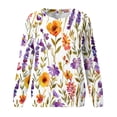 thumbnail image 4 of DeHolifer T-Shirts for Women Floral Print Long Sleeve Crewneck Casual Fall Fashion Pullover Sweatshirts Multicolor M, 4 of 5