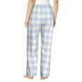 thumbnail image 3 of Naloa Blue Checkboard Print Women’s Ultra-Soft Comfy Pajama Lounge Pants with Pockets & Drawstring, 3 of 8