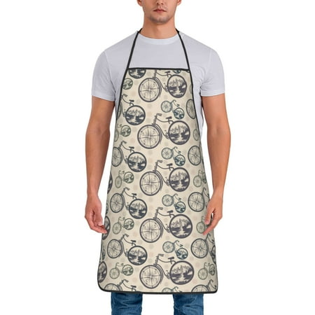 

Gaeub Compass And Mountains In Bicycle Wheels Print Apron for Men and Women Waterproof Apron for Cooking Dishwashing Lab Butcher Dog Grooming
