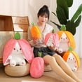 thumbnail image 3 of Strawberry Bunny Transformed into Little Rabbit Fruit Doll Plush Toy Carrot Rabbit Plush Doll Girl Kids Birthday Present, 3 of 8