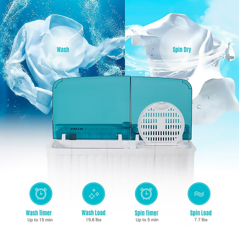 Della Portable Mini Compact Twin Tub Washing Machine Washer Spin