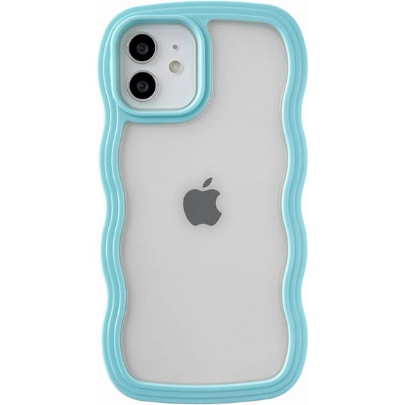 for iPhone 12 Case, Cute Curly Wave Frame Shape Shockproof Soft Compatible with iPhone Case (Yellow,iPhone 12)