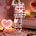 thumbnail image 2 of Bibifish Womens Pajama Set Stylish Valentine'S Day Printed Long Sleeve Button Up Shirts And Straight Leg Pants Cozy Home Sleepwear, 2 of 5
