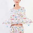 thumbnail image 4 of SWSMCLT Women's Cotton Pajama Tops Cute Lounging Ruffle Sleepwear Pajamas Soft Long Sleeve Comfy Spandex Sleeping White X-Large, 4 of 5