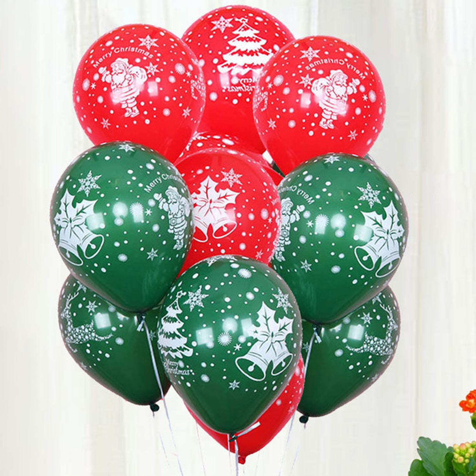 100 Merry Christmas Latex Balloons Green & Red Xmas Birthday wedding hen party 