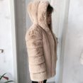 thumbnail image 3 of Abrigo con capucha de piel sintética para mujer, piel de zorro de imitación de chaqueta con capucha, abrigo esponjoso, ropa de invierno, moda cálida, 3 of 5