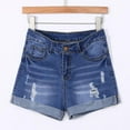 thumbnail image 2 of Wirziis Women Jean Shorts for Summer Casual Ripped Denim Shorts Mid Rise Stretch Folded Hem Short Jeans with Pocket, 2 of 7