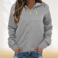 thumbnail image 2 of Tops for Women Trendy Fall Relaxed Fit Hooded Long Sleeve Blouson Off the Shoulder with Pocket Solid Color Leisure Cotton Sweatshirts Hoodies(Grey,S), 2 of 5
