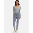 thumbnail image 6 of Womens Casual Long Sleeve Scoop Neck Slim Fitted Basic Top, 6 of 6
