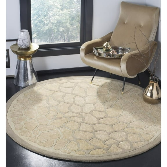 Premium Round Tufted Rug with Animal Print Design Made with 100% New Zealand Wool Best Suites in your Living Room