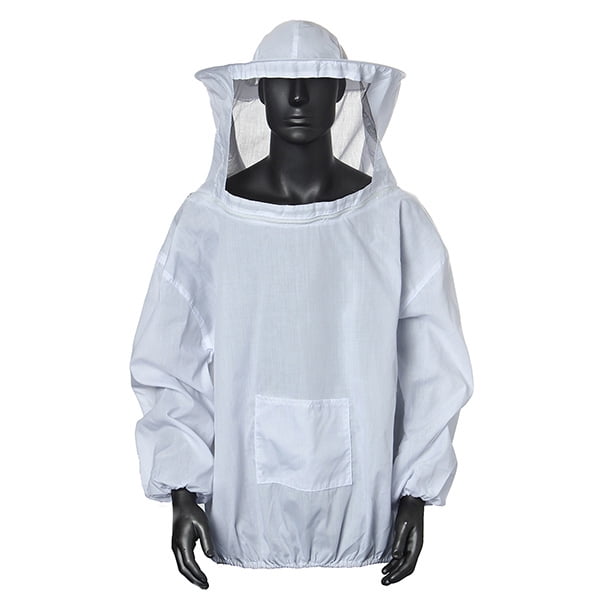 Beekeeper Beekeeping Protective Veil Suit Dress Jacket Smock Bee Hat White