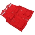 thumbnail image 2 of Chaleco de seguridad con múltiples bolsillos y tira reflectante, imprimible, cómodo y de alta visibilidad, para publicidad periodística, color rojo, talla XXL., 2 of 14
