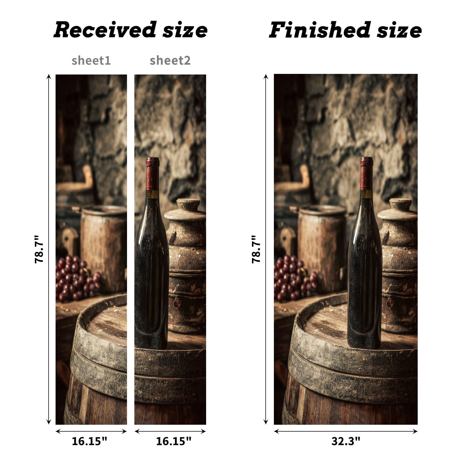 Self Adhesive Vinyl Refrigerator Wrap Set Red wine bottle cellar Door Mural Removable Fridge Sticker Peel and Stick&nbsp;Full Door Cover Decal Kitchen Bar Decor