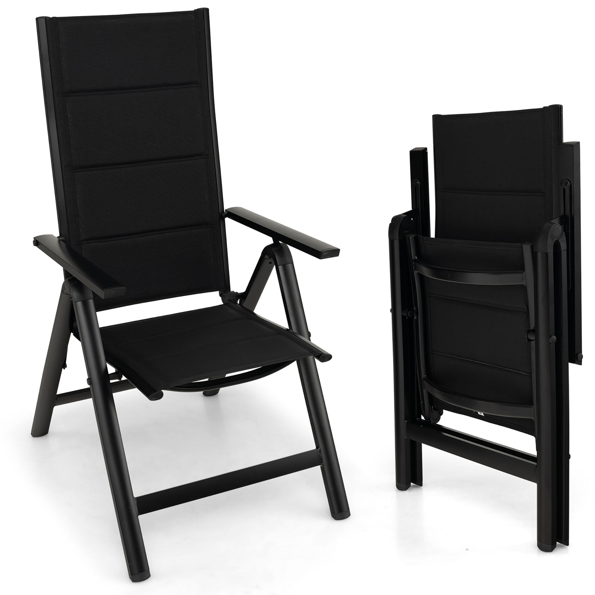 Gymax Patio Folding Chairs Lightweight Outdoor Dining Chairs w/ Padded Seat