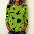 thumbnail image 2 of Womens Halloween Shirts Funny 3/4 Sleeve Pullover Spooky Halloween Printed Tops Horror Crew Neck T Shirts Holiday Three Quarter Length Blouses, 3XL, 2 of 7
