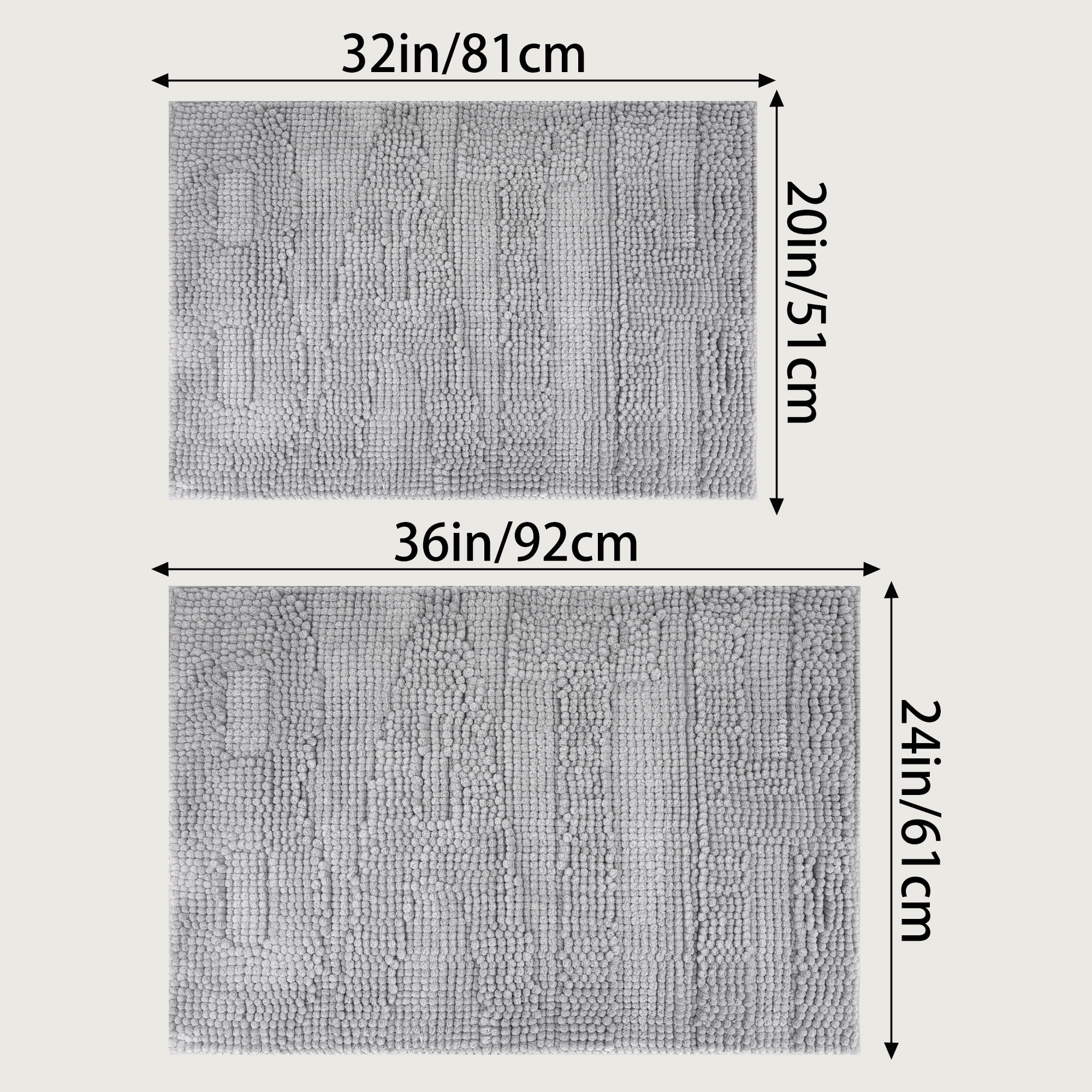Unique Bargains Bathroom Mat Fluffy Chenille Non Slip Backing Baths Rugs Grey 16" x 24"