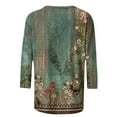 thumbnail image 5 of Women T Shirts 3/4 Length Sleeve Womens Tops Casual Loose Fit Crewneck T Shirts Cute Solid Three Quarter Length Tunic Tops,Green Women Blending Shirts L, 5 of 5