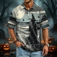 thumbnail image 3 of BRANROY Halloween Active Golf Shirts Men - Funny Graphic Short Sleeve Button Down Casual Polo Tops with Novelty Print and Breathable Mesh for Summer Vacation,Beige L, 3 of 7