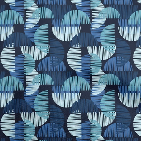 oneOone Cotton Jersey Blue Fabric Semi Circle Quilting Supplies Print Sewing Fabric By The Yard 58 Inch Wide