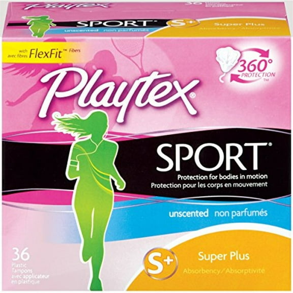 Playtex Sport Super Plus Tampons, Unscented, 36ct (Pack of 3)