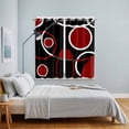 thumbnail image 4 of Black Red Kitchen Curtains 84 Inch Length, White Circle Geometric Abstract Texture Grommet Top Bedroom Living Room Curtains, Light Filtering Cafe Curtain Drapes 2 Panels Set 104''x84'', 4 of 9