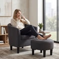 thumbnail image 2 of Bonzy Home Fauteuil d'Appoint avec Ottoman, Ensemble de 2, Gris Foncé, 2 of 7