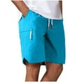 thumbnail image 2 of ITSAME Shorts for Mens, Casual Elastic Waist Drawstring Classic Fit Summer Beach Shorts With Pockets Sky Blue XL, 2 of 3