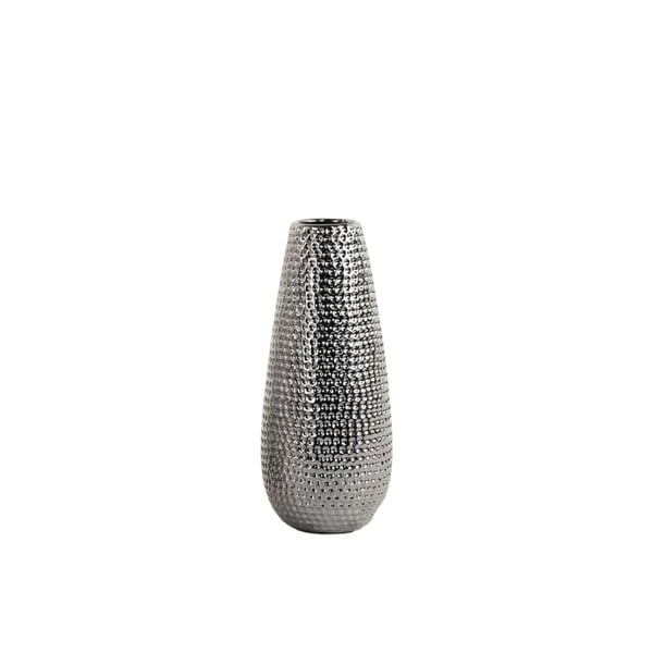 Vase Rond en Céramique avec Motif Flotté, Petit, Argent