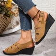 thumbnail image 5 of Wide Sandals for Women,Womens Wedge Sandals,Summer Shoes for Women,Walking Sandals Women,Platform Sandals,Women's Fashionable Casual Plus-Size Peep-Toe Button Sandals,Yellow,7.5, 5 of 6