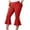 Red, variant on Women's Plus Size Capris Ruffle Hem Yoga Capri Pant Bell Bottom Lightweight Casual Trouser Athletic Leggings with Pockets Red XXL
