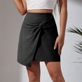 thumbnail image 3 of Mujeres falda de cintura alta slim fit irregular giro falda media longitud vestido cremallera lateral para verano negro M, 3 of 8