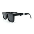 thumbnail image 3 of Beveled Squared Rectangle 2-tone Mod Plastic Sunglasses All Black, 3 of 4