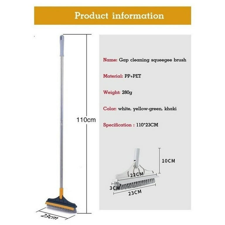 2 in 1 Floor Brush Scrubber with Long Handle Grout Brush 2023 New Upgrade  Scrape Stiff Bristle Cleaning Scrub Brush with Squeegee 120°Rotating Tile