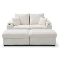 thumbnail image 5 of Corduroy Loveseat with Storage Ottomans & Oversized Chaise Lounge with Cup Holders, Comfy Deep Plush Cloud Couch Modular Sofa Set for Small Spaces, Living Room Bedroom Home Office Beige, 5 of 6