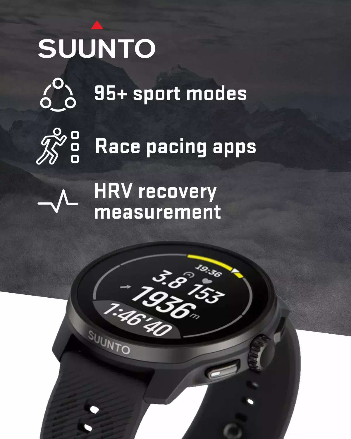 Suunto Race S AMOLED Touchscreen GPS Sports All Black Smartwatch 