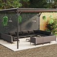 thumbnail image 1 of vidaXL 14 Piece Garden Lounge Set with Cushions Poly Rattan Dark Grey, 1 of 5