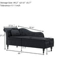 thumbnail image 6 of Aijia 60" Velvet Multifunctional Storage Chaise Lounge Buttons Tufted Nailhead Trimmed Solid Wood Legs with 1 Pillow (Black), 6 of 7