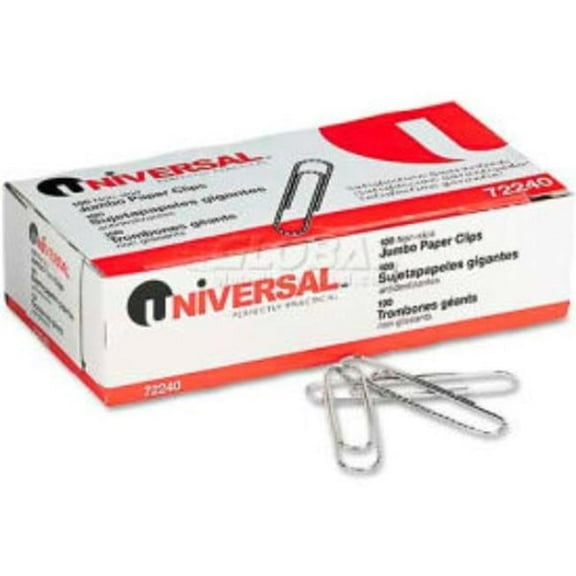 United Stationers Supply B1449712 Universal Non-Skid Paper Clips - Wire - Jumbo - Silver - 100 per Box - 10 Boxes per Pack