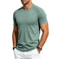 thumbnail image 5 of Quick Dry Mens Workout Shirts Short Sleeve Athletic Gym Tee Breathable Exercise Training Running Sports Active Fitness Top Light Green 2XL, 5 of 7