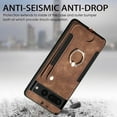 thumbnail image 5 of ELEHOLD for Google Pixel 7 Case with Ring Holder, Pixel 7 Wallet Case with RFID Blocking Card Holder Wristlet Strap, Magnetic Button Flip Folio Kickstand Shockproof Phone Cover,Brown, 5 of 10