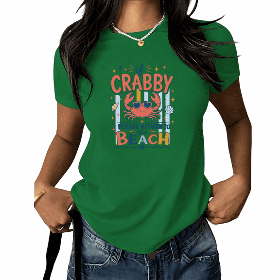 UNISHE Women's Sweet Crabby Graphic T-Shirt Retro Cartoon Beach Tee Heart Glasses Summer White Top