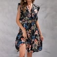 thumbnail image 2 of Vestido de manga corta con estampado de verano para mujer Vestido de playa Vestido de sol Mini vestido Cintura cortada Vestido con volantes fluidos Fridja  hjkh6896, 2 of 4