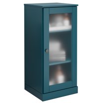 Palace Imports 100% Solid Wood 16.5" Bathroom Cabinet with Frosted Glass Door, Teal Blue