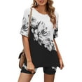thumbnail image 1 of Ensembles de Mode pour Femmes, Blouse à Col Rond, Hauts à Manches Courtes, Shorts, Costume Décontracté, Ensembles Deux Pièces en Liquidation, 1 of 5