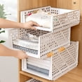 thumbnail image 2 of Folding and Stackable Storage Plastic Shelf in White Set of 4, 2 of 9